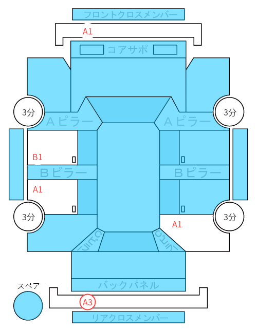 Body condition diagram (damage marks, Japanese labels)