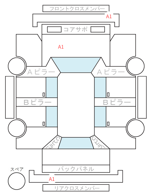 Body condition diagram (damage marks, Japanese labels)