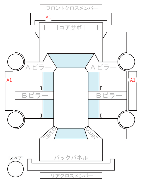 Body condition diagram (damage marks, Japanese labels)