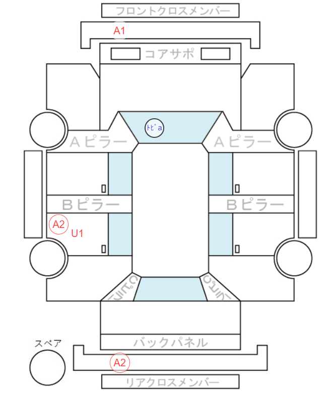 Body condition diagram (damage marks, Japanese labels)