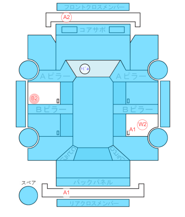 Body condition diagram (damage marks, Japanese labels)