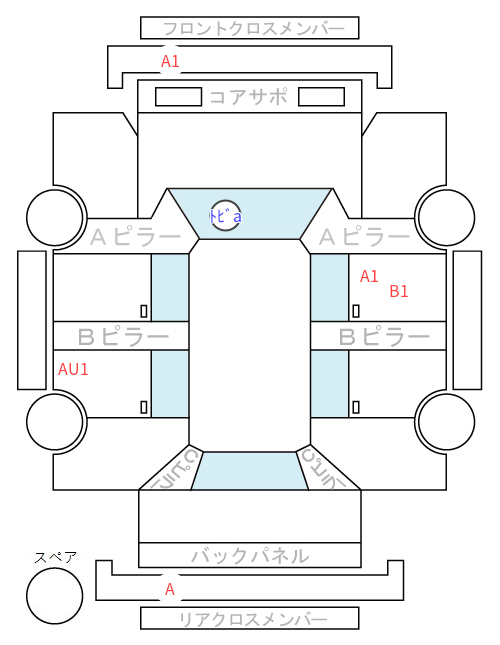 Body condition diagram (damage marks, Japanese labels)