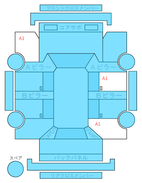 Body condition diagram (damage marks, Japanese labels)