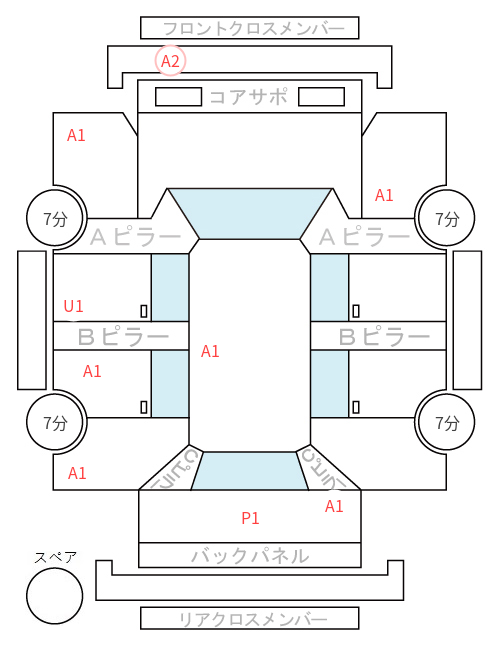 Body condition diagram (damage marks, Japanese labels)