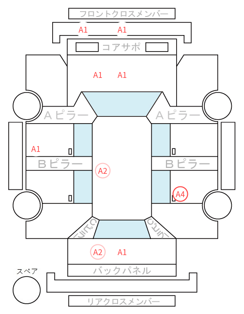 Body condition diagram (damage marks, Japanese labels)