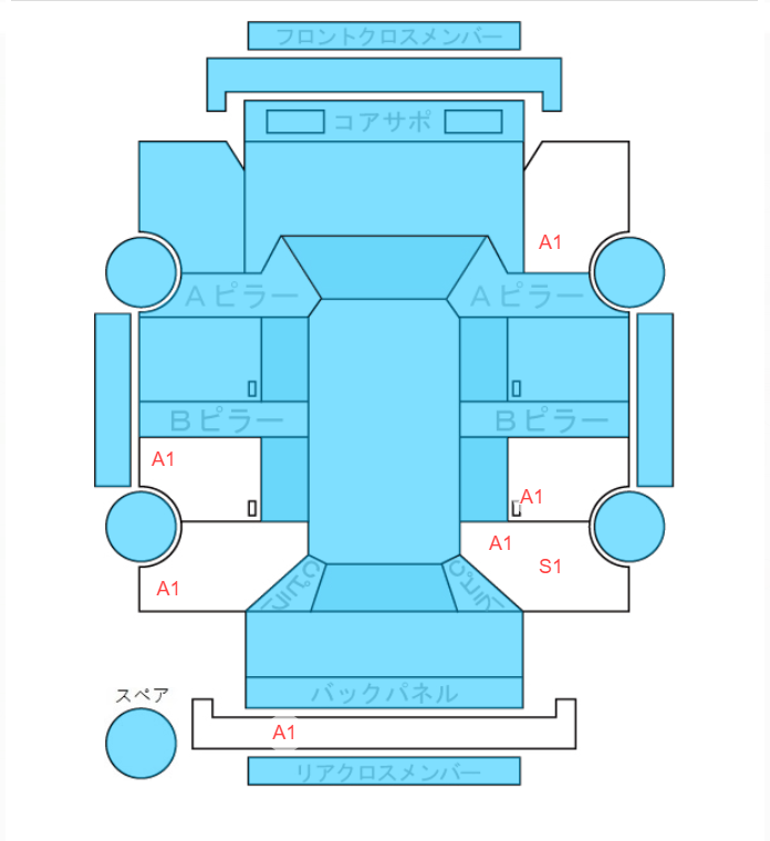 Body condition diagram (damage marks, Japanese labels)
