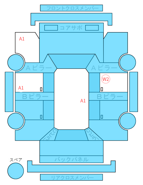 Body condition diagram (damage marks, Japanese labels)