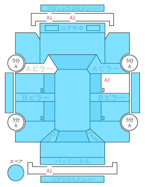Body condition diagram (damage marks, Japanese labels)