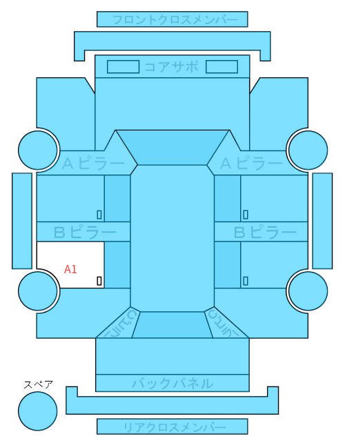 Body condition diagram (damage marks, Japanese labels)