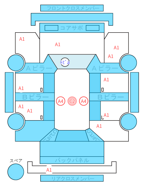 Body condition diagram (damage marks, Japanese labels)