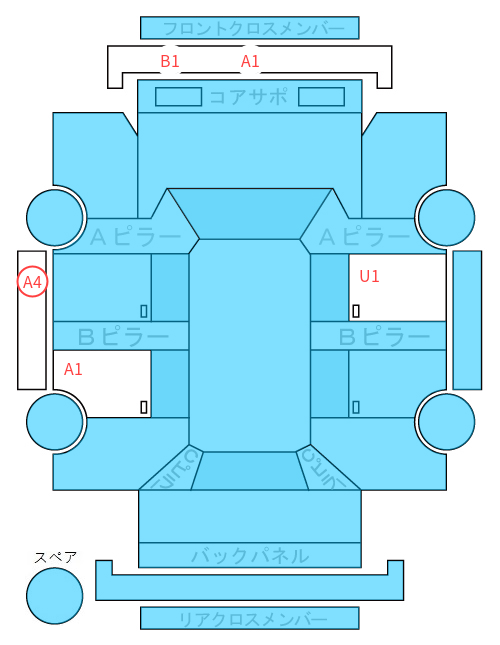 Body condition diagram (damage marks, Japanese labels)