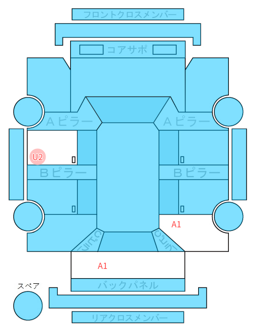 Body condition diagram (damage marks, Japanese labels)