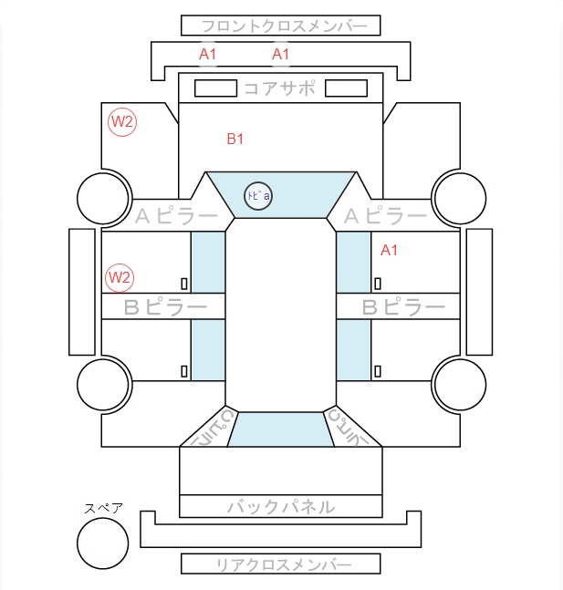 Body condition diagram (damage marks, Japanese labels)