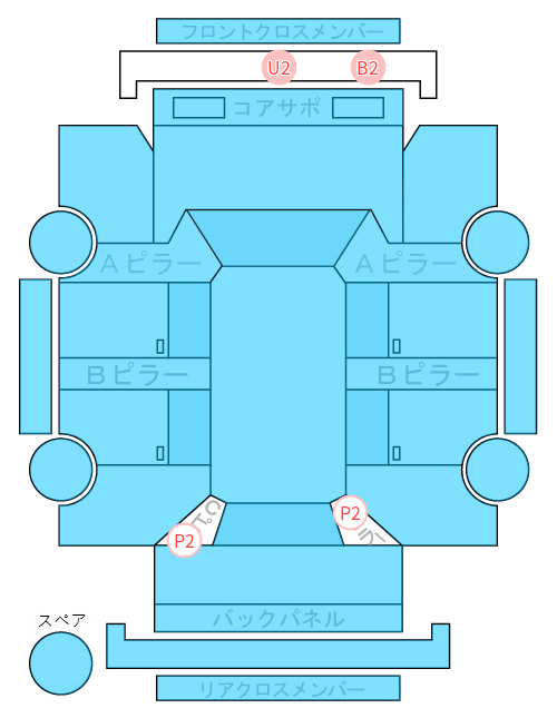 Body condition diagram (damage marks, Japanese labels)