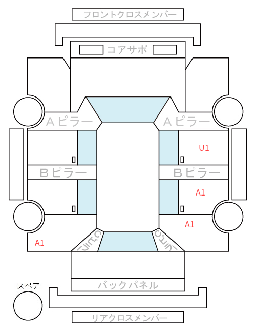 Body condition diagram (damage marks, Japanese labels)