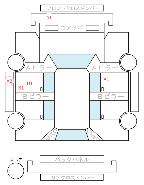 Body condition diagram (damage marks, Japanese labels)
