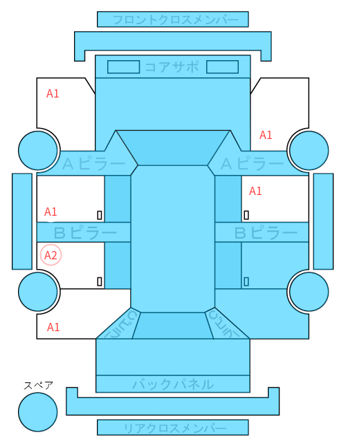 Body condition diagram (damage marks, Japanese labels)