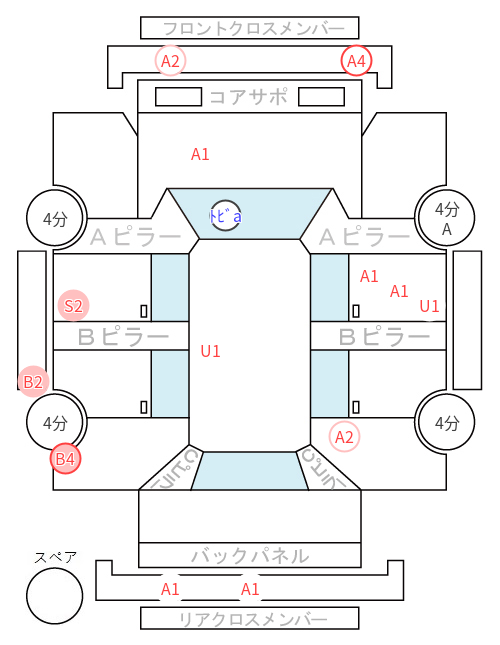 Body condition diagram (damage marks, Japanese labels)