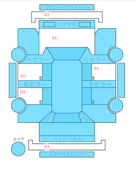 Body condition diagram (damage marks, Japanese labels)
