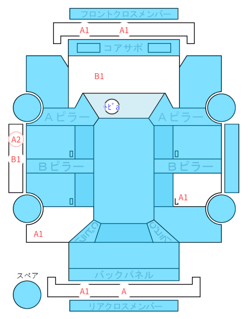 Body condition diagram (damage marks, Japanese labels)
