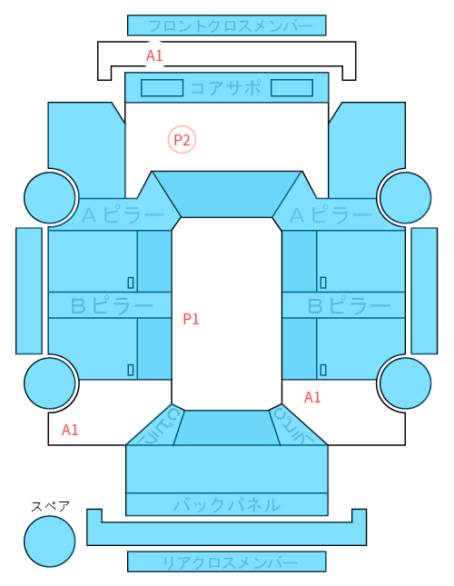 Body condition diagram (damage marks, Japanese labels)