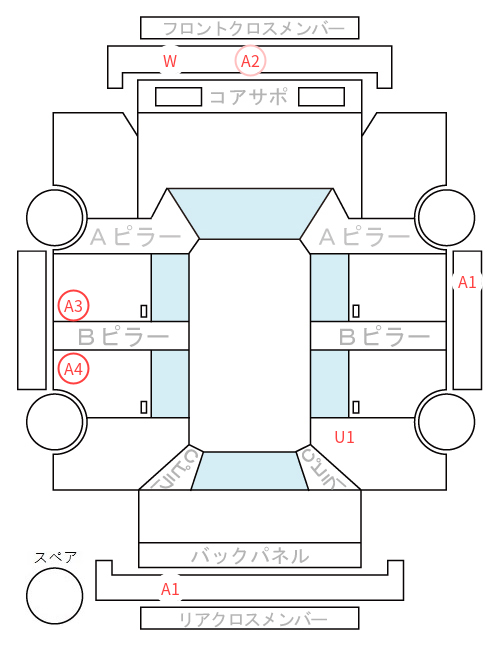 Body condition diagram (damage marks, Japanese labels)