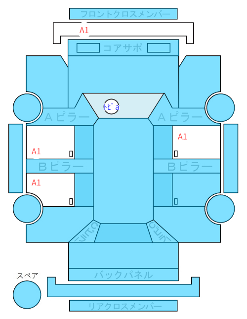 Body condition diagram (damage marks, Japanese labels)