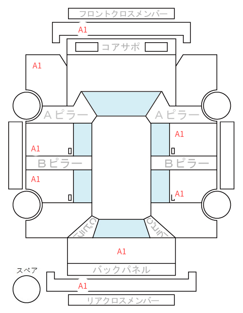 Body condition diagram (damage marks, Japanese labels)