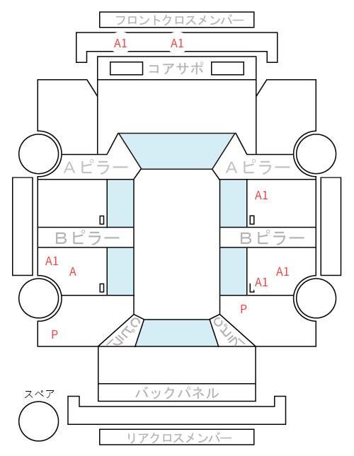 Body condition diagram (damage marks, Japanese labels)