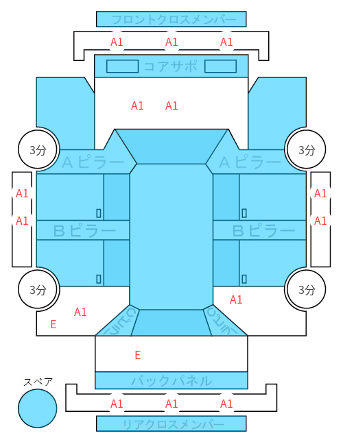 Body condition diagram (damage marks, Japanese labels)