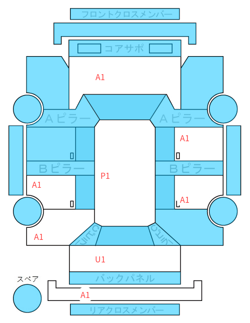 Body condition diagram (damage marks, Japanese labels)
