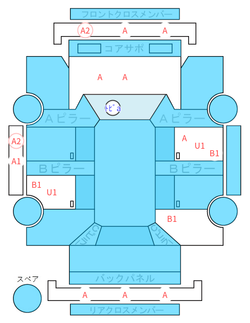 Body condition diagram (damage marks, Japanese labels)