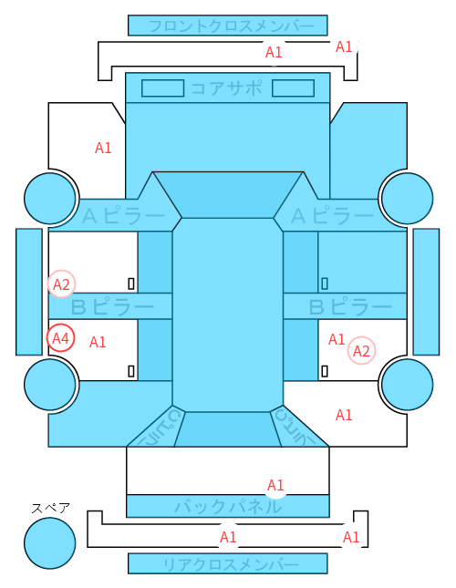 Body condition diagram (damage marks, Japanese labels)