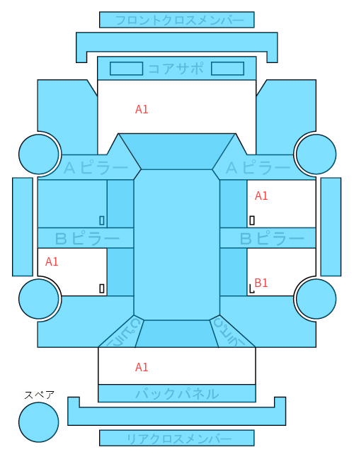 Body condition diagram (damage marks, Japanese labels)