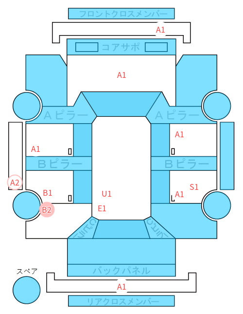 Body condition diagram (damage marks, Japanese labels)
