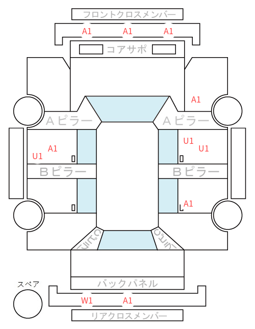 Body condition diagram (damage marks, Japanese labels)