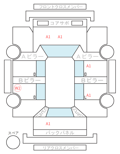Body condition diagram (damage marks, Japanese labels)