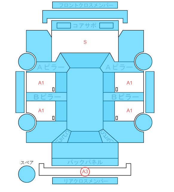 Body condition diagram (damage marks, Japanese labels)