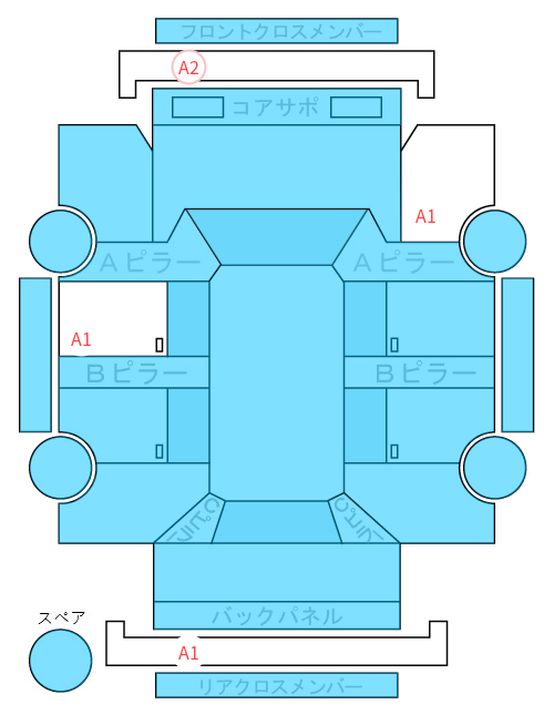 Body condition diagram (damage marks, Japanese labels)