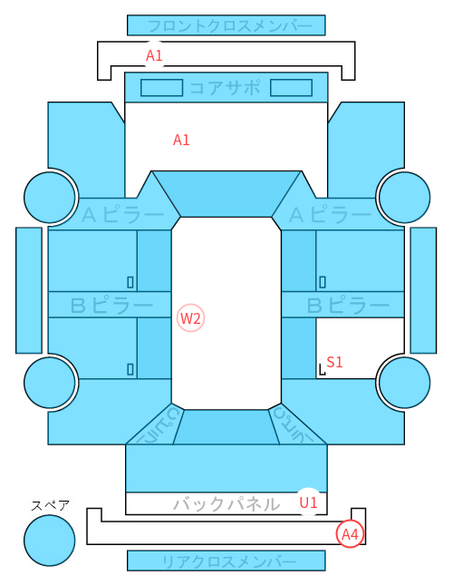 Body condition diagram (damage marks, Japanese labels)