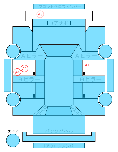 Body condition diagram (damage marks, Japanese labels)