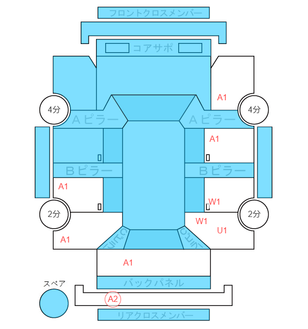 Body condition diagram (damage marks, Japanese labels)