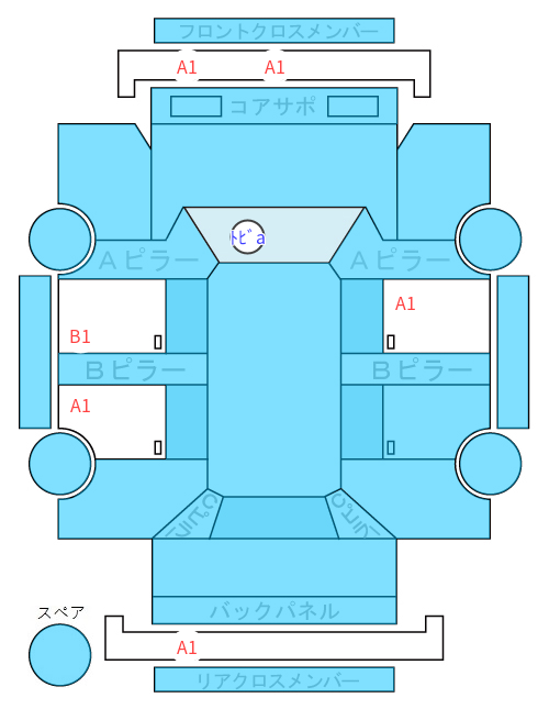 Body condition diagram (damage marks, Japanese labels)