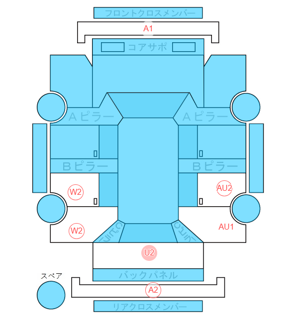 Body condition diagram (damage marks, Japanese labels)