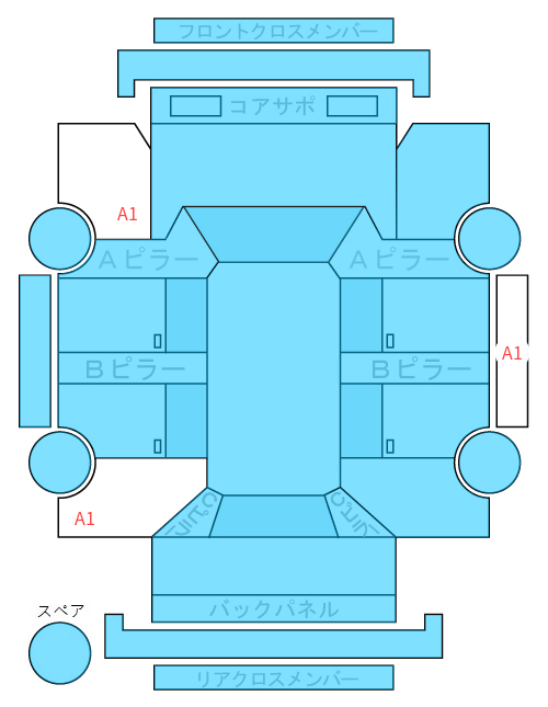 Body condition diagram (damage marks, Japanese labels)