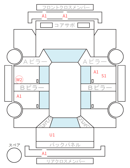 Body condition diagram (damage marks, Japanese labels)
