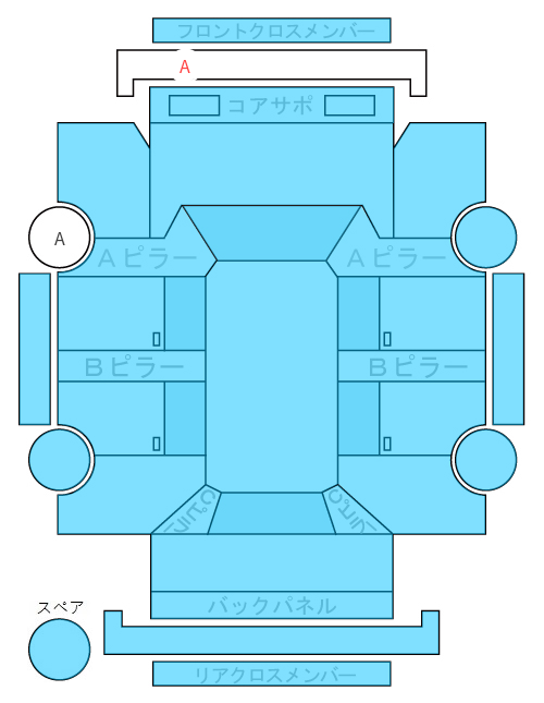 Body condition diagram (damage marks, Japanese labels)