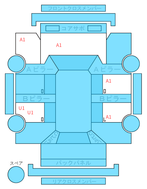 Body condition diagram (damage marks, Japanese labels)