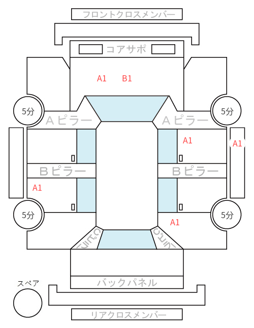 Body condition diagram (damage marks, Japanese labels)