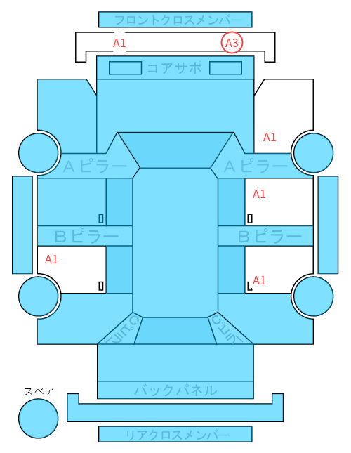 Body condition diagram (damage marks, Japanese labels)